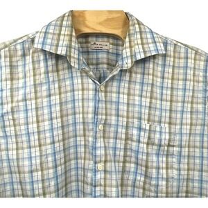Peter Millar Crown Soft Golf Button Up Shirt XL Long Sleeve Plaid Silk Blend